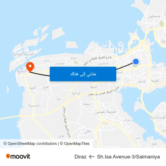Sh.Isa Avenue-3/Salmaniya to Diraz map