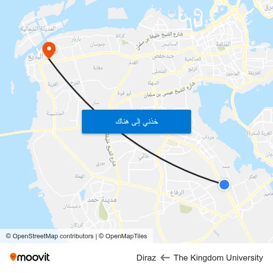 The Kingdom University to Diraz map
