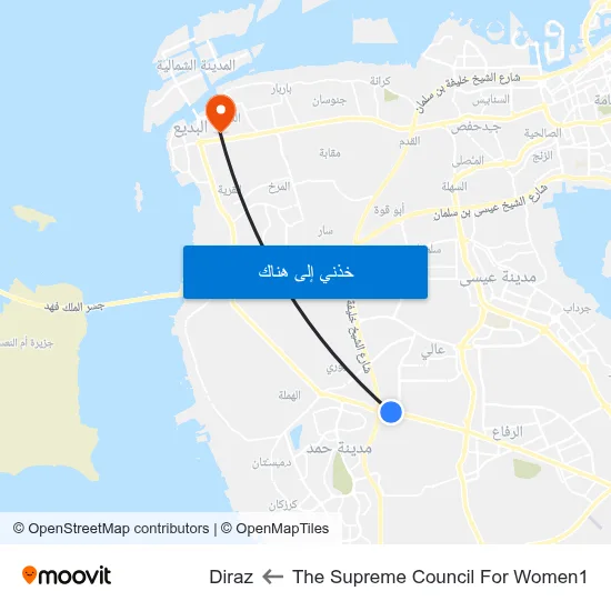 The Supreme Council For Women1 to Diraz map
