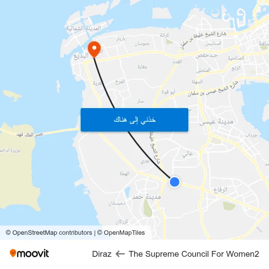 The Supreme Council For Women2 to Diraz map