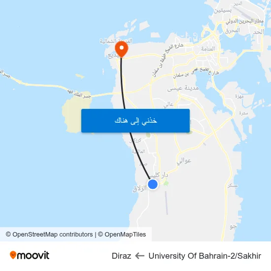 University Of Bahrain-2/Sakhir to Diraz map