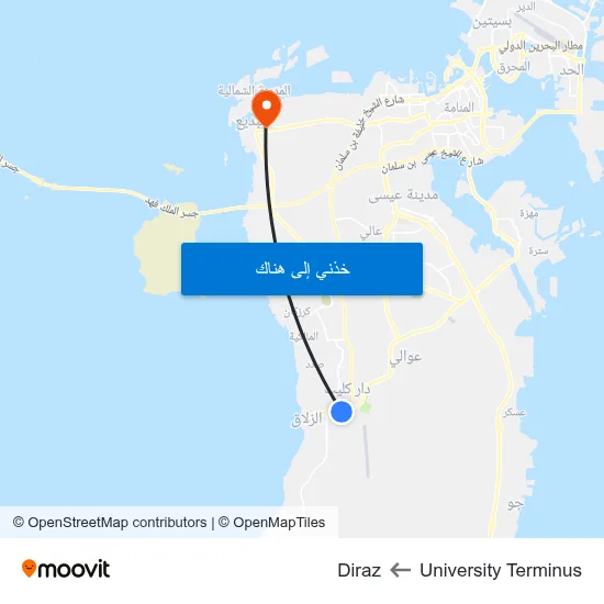 University Terminus to Diraz map