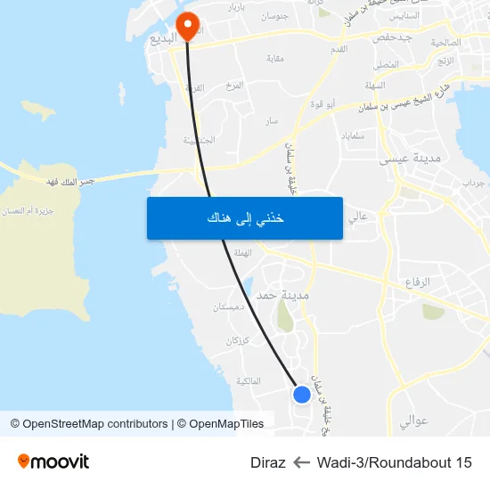 Wadi-3/Roundabout 15 to Diraz map