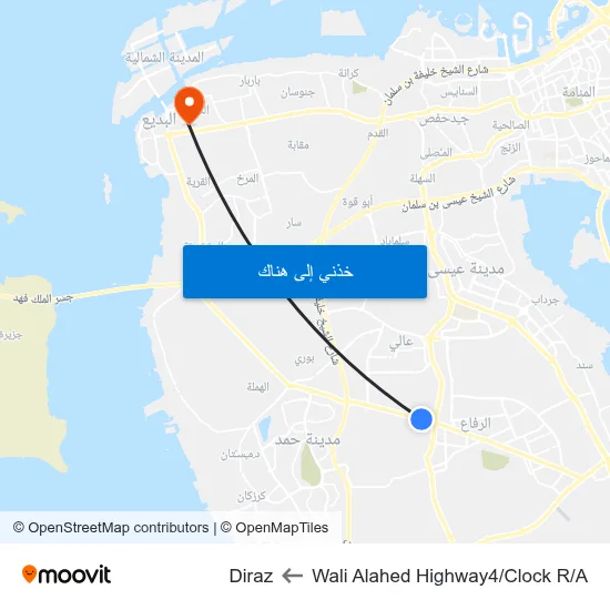 Wali Alahed Highway4/Clock R/A to Diraz map