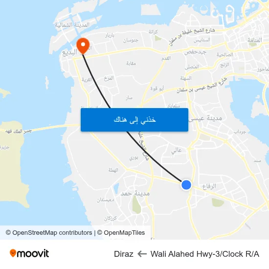 Wali Alahed Hwy-3/Clock R/A to Diraz map