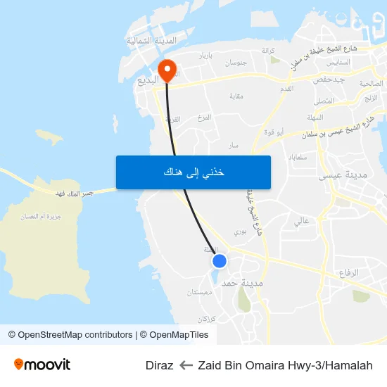 Zaid Bin Omaira Hwy-3/Hamalah to Diraz map