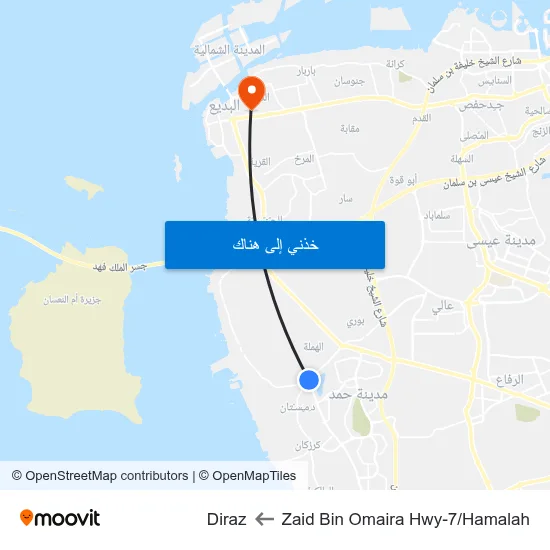 Zaid Bin Omaira Hwy-7/Hamalah to Diraz map