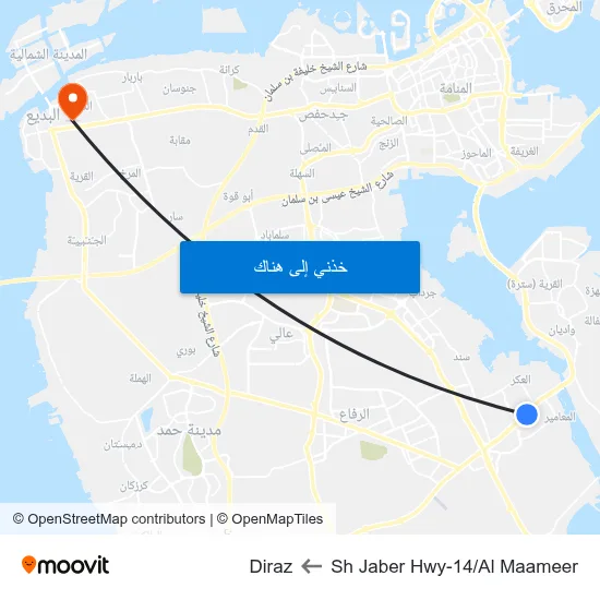 Sh Jaber Hwy-14/Al Maameer to Diraz map