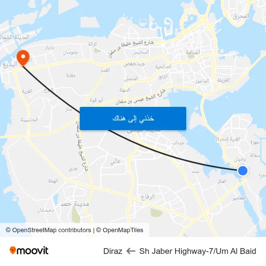 Sh Jaber Highway-7/Um Al Baid to Diraz map