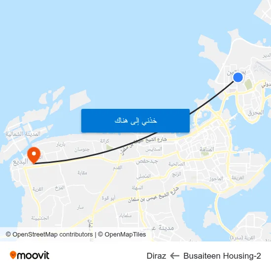 Busaiteen Housing-2 to Diraz map