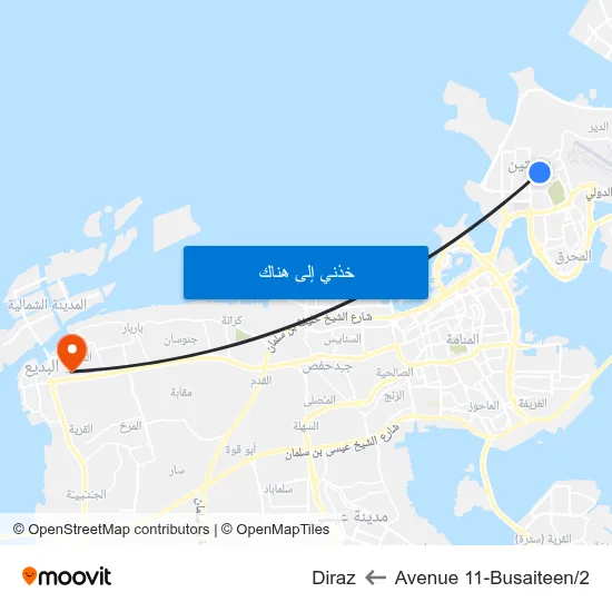 Avenue 11-Busaiteen/2 to Diraz map