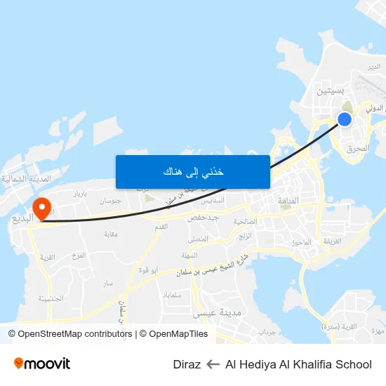 Al Hediya Al Khalifia School to Diraz map