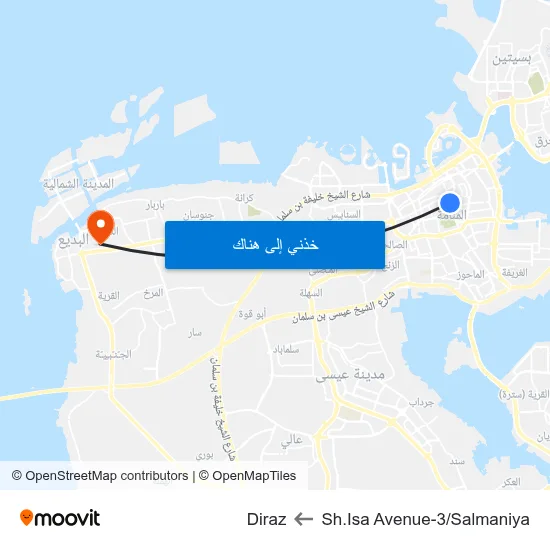 Sh.Isa Avenue-3/Salmaniya to Diraz map