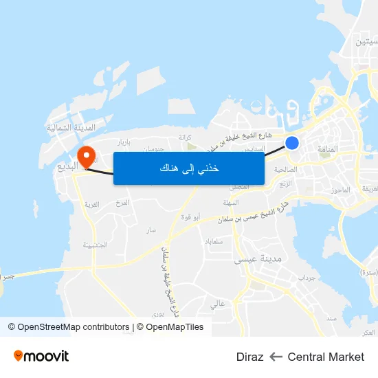 Central Market to Diraz map