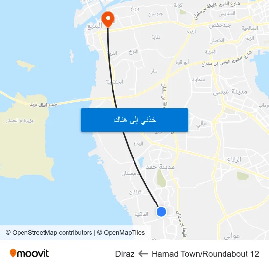 Hamad Town/Roundabout 12 to Diraz map