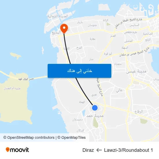 Lawzi-3/Roundabout 1 to Diraz map