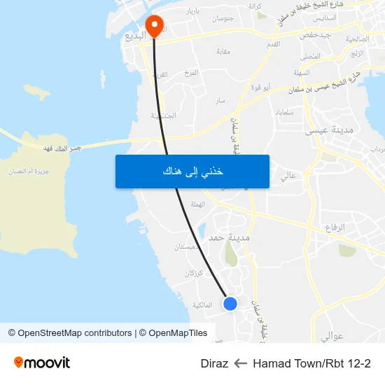Hamad Town/Rbt 12-2 to Diraz map