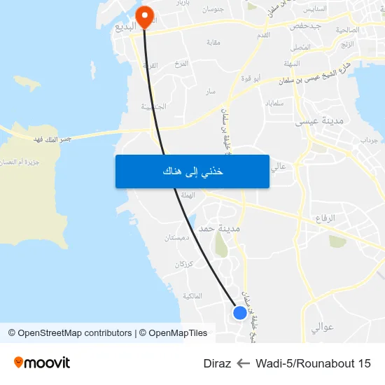 Wadi-5/Rounabout 15 to Diraz map