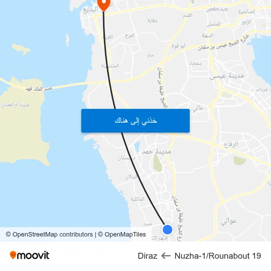 Nuzha-1/Rounabout 19 to Diraz map