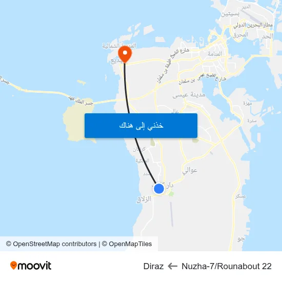 Nuzha-7/Rounabout 22 to Diraz map