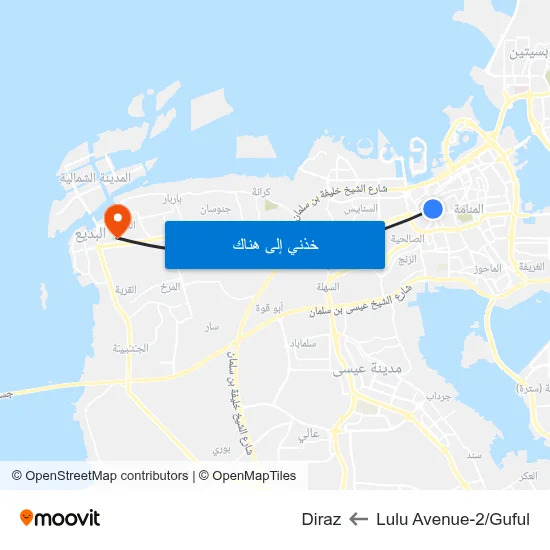 Lulu Avenue-2/Guful to Diraz map