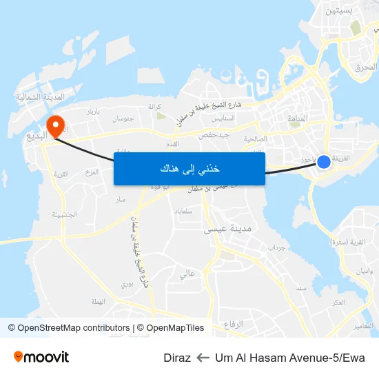 Um Al Hasam Avenue-5/Ewa to Diraz map