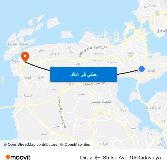 Sh Isa Ave-10/Gudaybiya to Diraz map