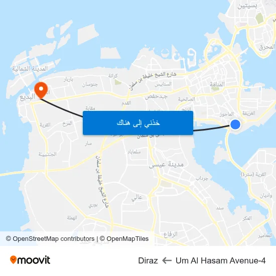 Um Al Hasam Avenue-4 to Diraz map