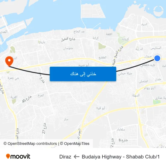 Budaiya Highway - Shabab Club/1 to Diraz map