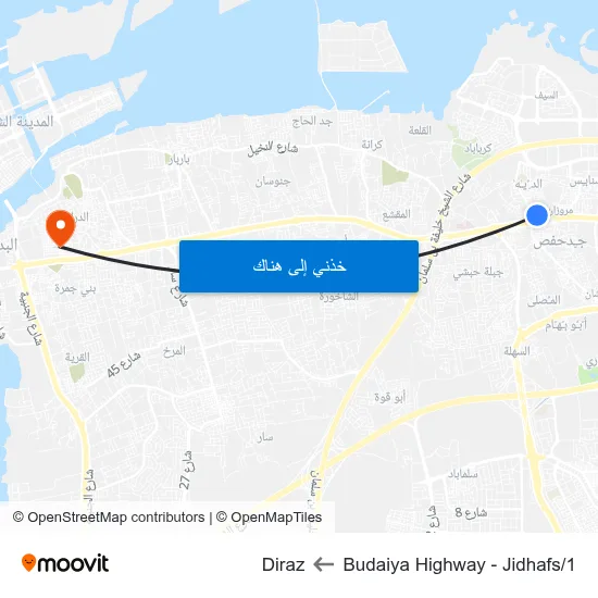 Budaiya Highway - Jidhafs/1 to Diraz map
