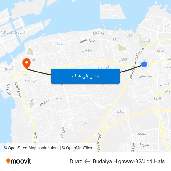 Budaiya Highway-32/Jidd Hafs to Diraz map