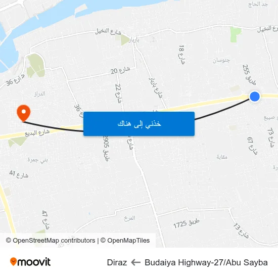 Budaiya Highway-27/Abu Sayba to Diraz map