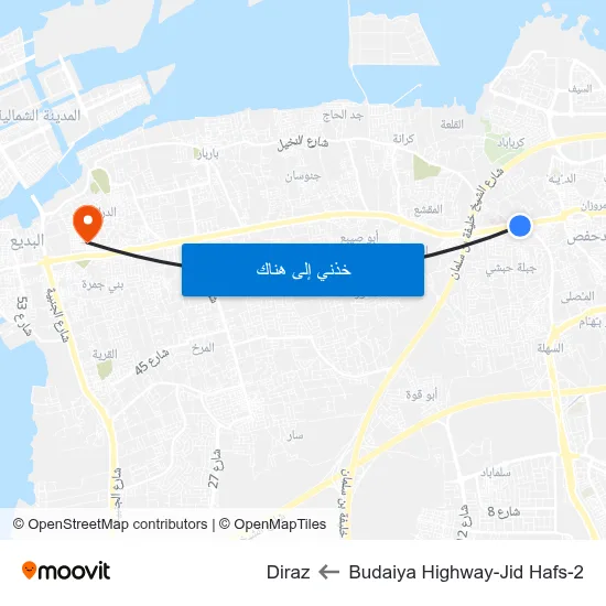 Budaiya Highway-Jid Hafs-2 to Diraz map