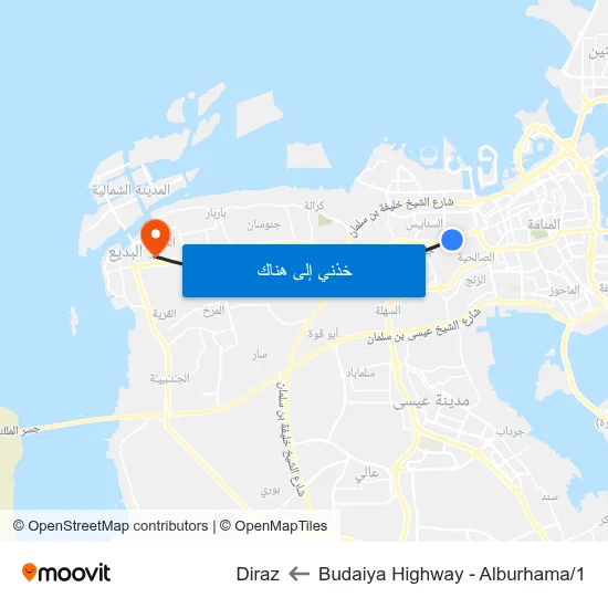 Budaiya Highway - Alburhama/1 to Diraz map