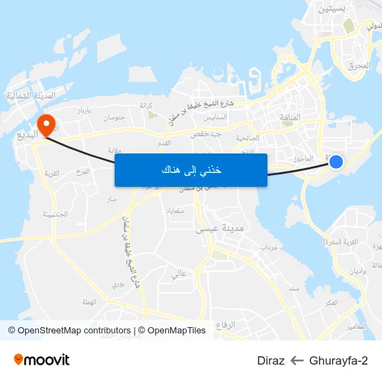 Ghurayfa-2 to Diraz map