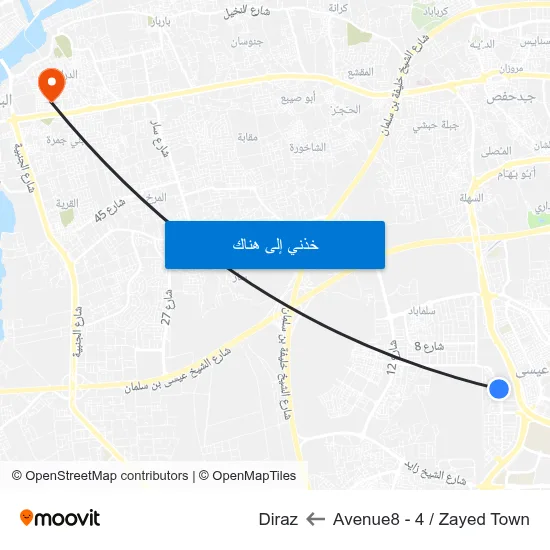 Avenue8 - 4 / Zayed Town to Diraz map