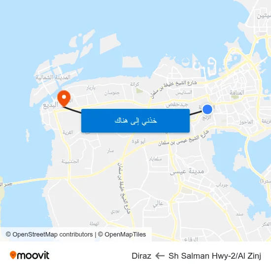 Sh Salman Hwy-2/Al Zinj to Diraz map