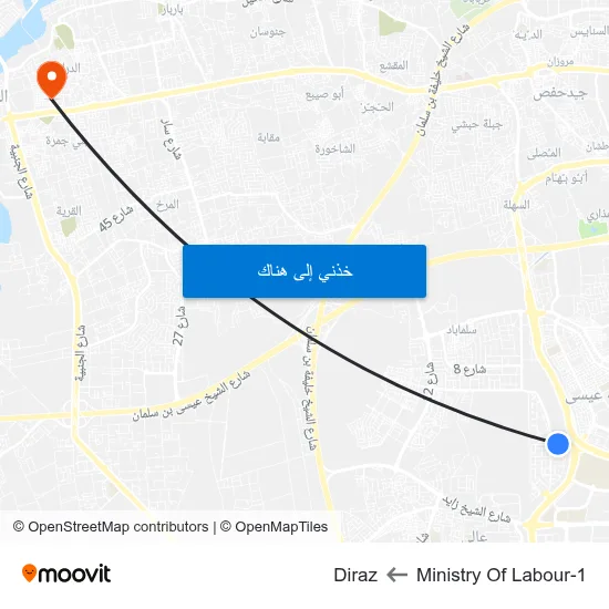 Ministry Of Labour-1 to Diraz map