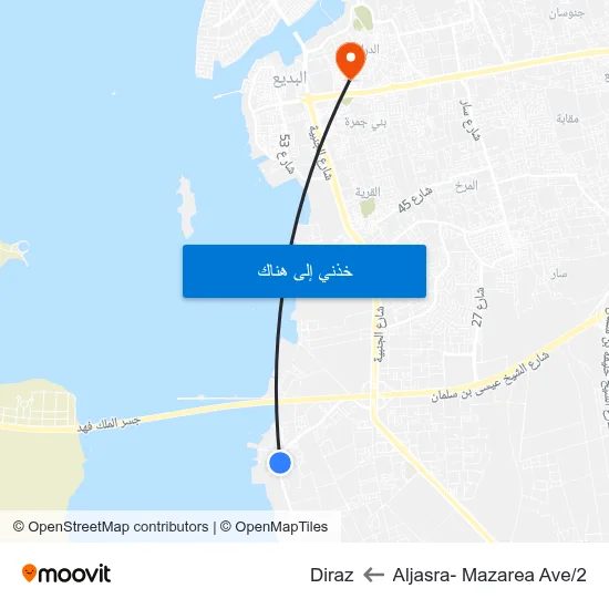 Aljasra- Mazarea Ave/2 to Diraz map