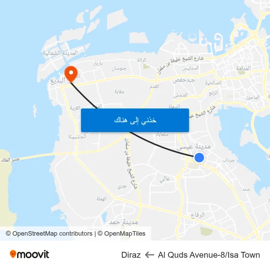 Al Quds Avenue-8/Isa Town to Diraz map
