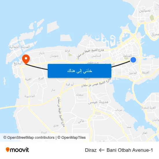 Bani Otbah Avenue-1 to Diraz map