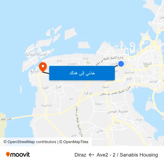 Ave2 - 2 / Sanabis Housing to Diraz map