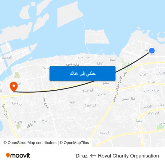 Royal Charity Organisation to Diraz map