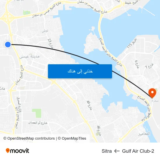 Gulf Air Club-2 to Sitra map