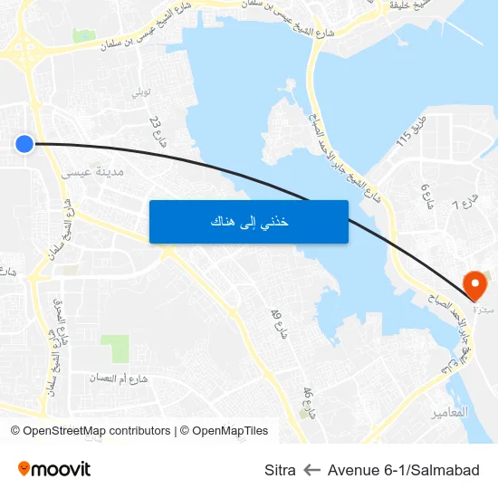 Avenue 6-1/Salmabad to Sitra map