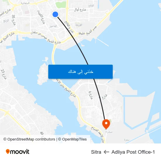 Adliya Post Office-1 to Sitra map