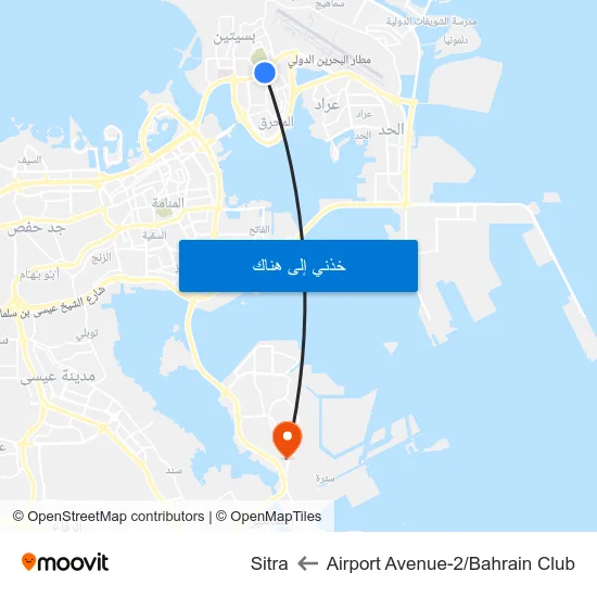 Airport Avenue-2/Bahrain Club to Sitra map