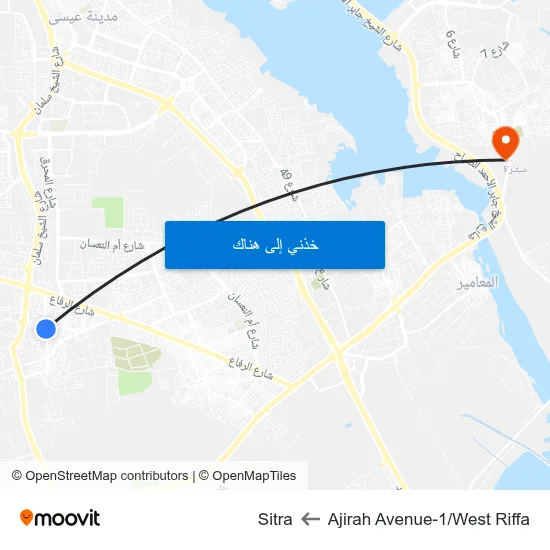 Ajirah Avenue-1/West Riffa to Sitra map