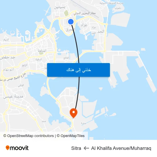 Al Khalifa Avenue/Muharraq to Sitra map