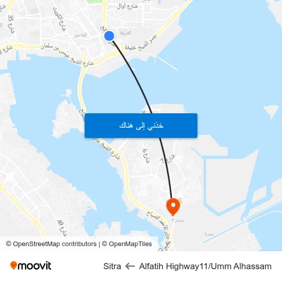 Alfatih Highway11/Umm Alhassam to Sitra map